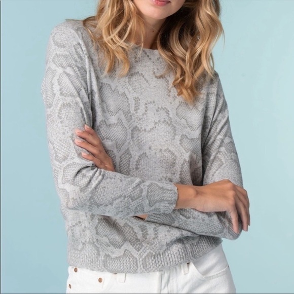 27 Miles Hilma Snakeskin Pullover Sweater Crewneck jumper Grey Slouchy Sz XS - Picture 1 of 10